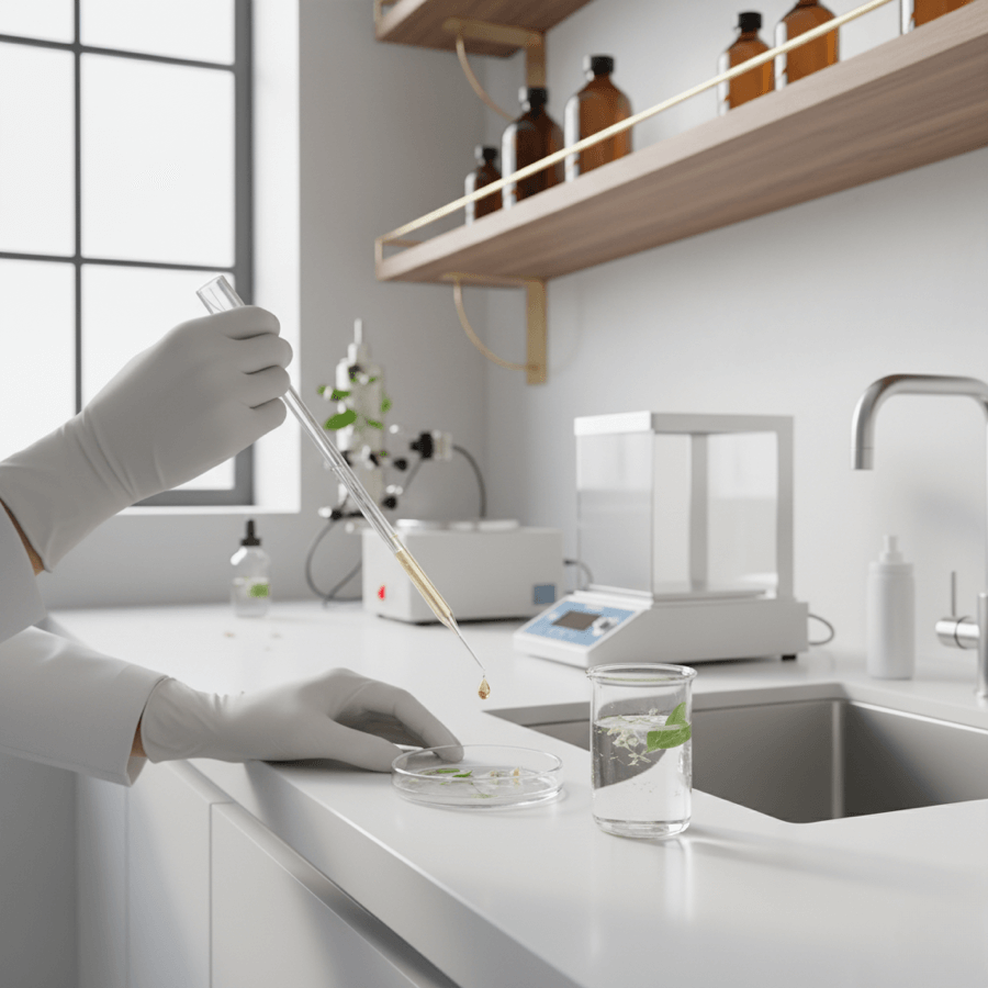 Our Values — premium skincare flat lay